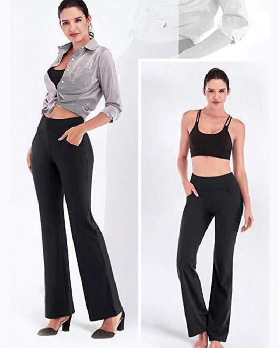 Hose Damen Hohe Taille Ausgestelltes Bein Yoga