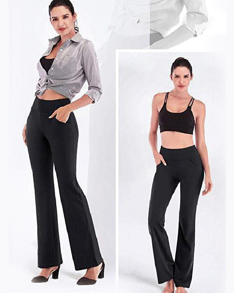 Hose Damen Hohe Taille Ausgestelltes Bein Yoga