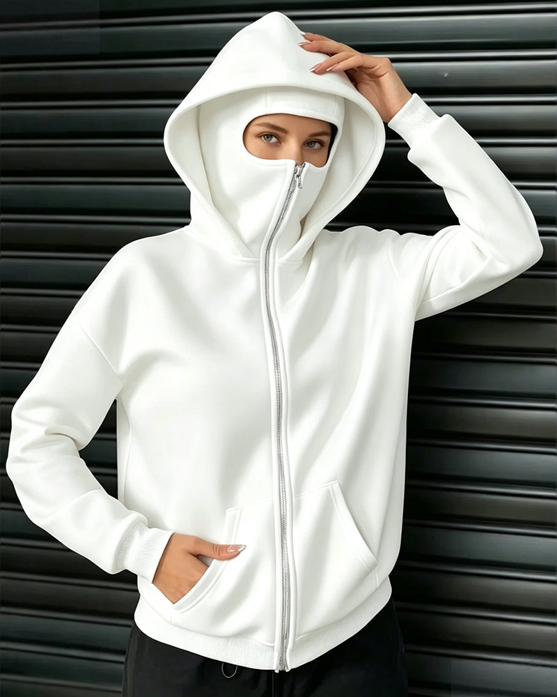 Mantel Kapuze Lässig Reißverschluss Sweatshirt