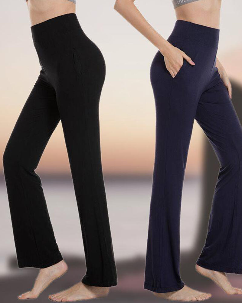 Hose Damen Hohe Taille Ausgestelltes Bein Yoga