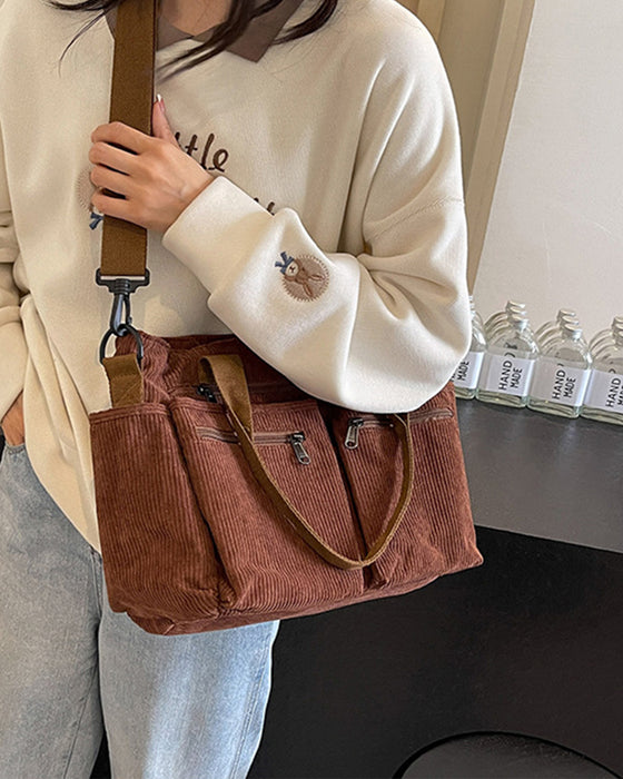Einfarbige Cordtasche