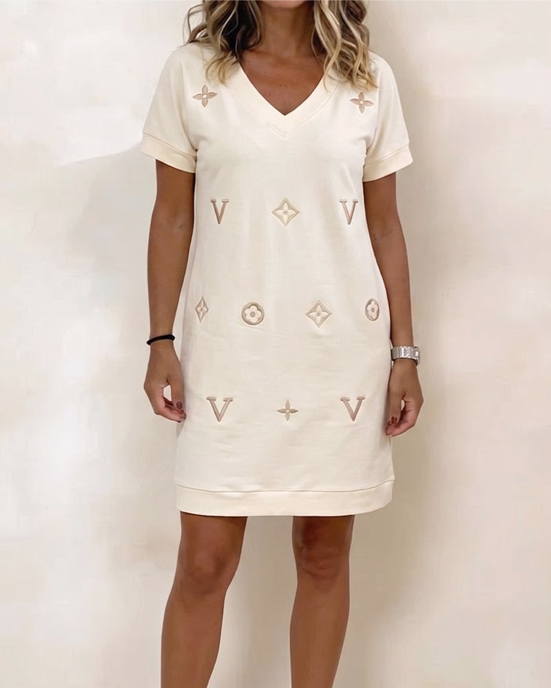 Kleid Mode V-Ausschnitt Kurzärmelig