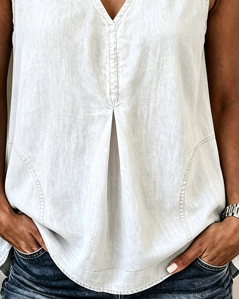 Tank Top V-Ausschnitt Denim