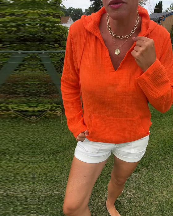 Bluse einfarbig mit Tasche Mode