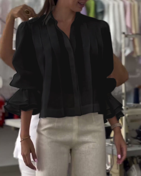 Bluse Puffärmel Rüsche