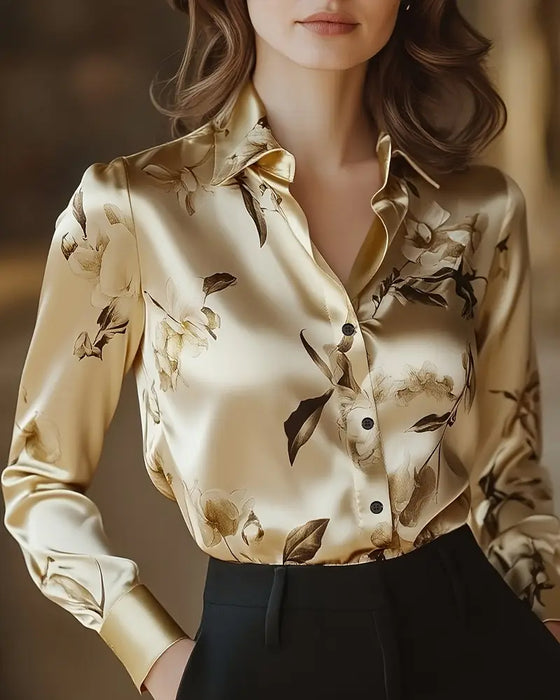 Hemd Retro Stil Blumenprint