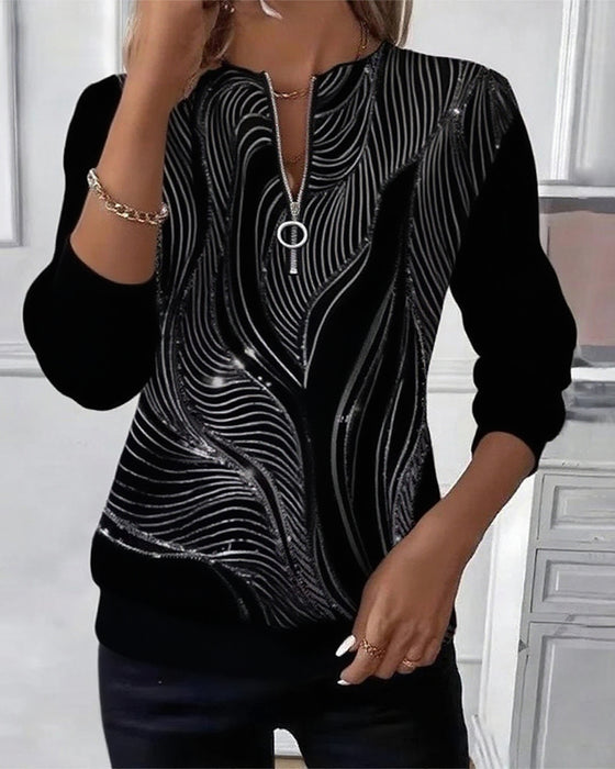 Sweatshirt lässig bedruckt Reißverschluss