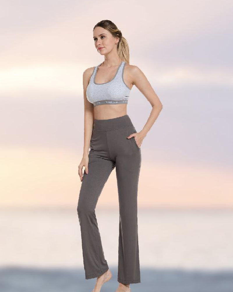 Hose Damen Hohe Taille Ausgestelltes Bein Yoga