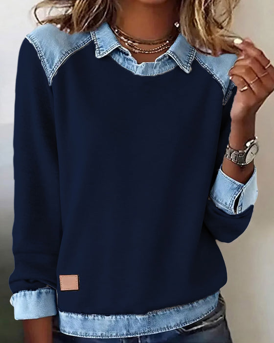 Bluse modisches Revers langarm