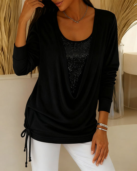 Pailletten-Top Mit Kontrastfarben Im Zwei-In-Eins-Look