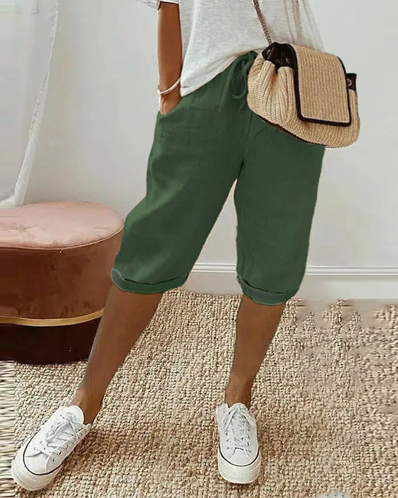 Bequeme Hose mit einfarbigem Kordelzug