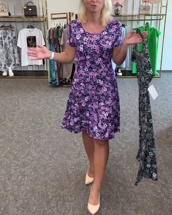Kleid Stilvoll Schmale Taille Bedruckt