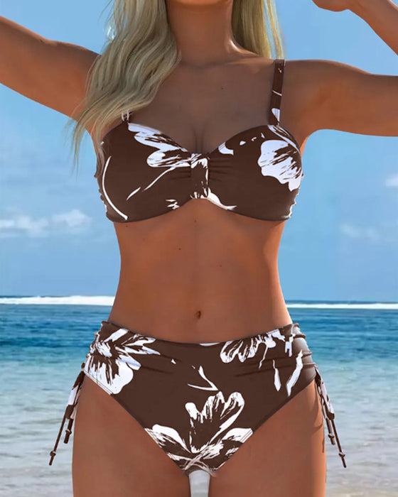 Zweiteiliger Halter-Bikini Mit Aufdruck