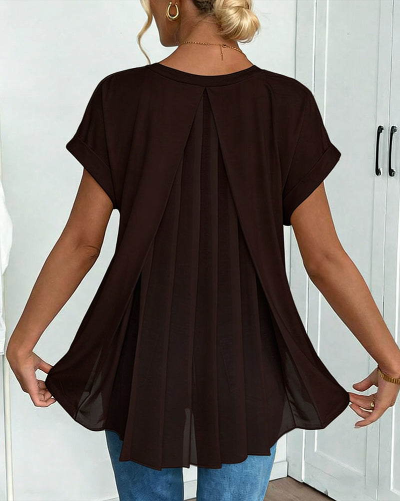 T-Shirt kurzärmelig einfarbig Patchwork