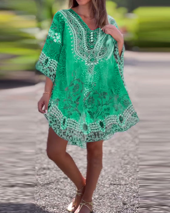 Bluse mit ethnischem Druck