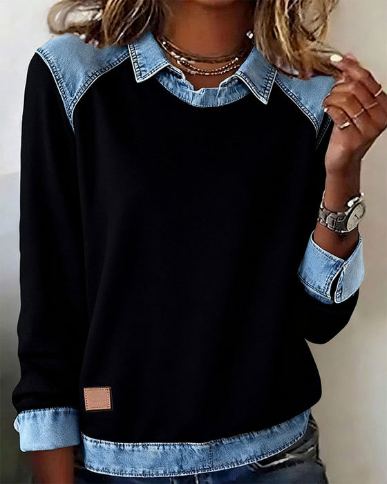 Bluse modisches Revers langarm
