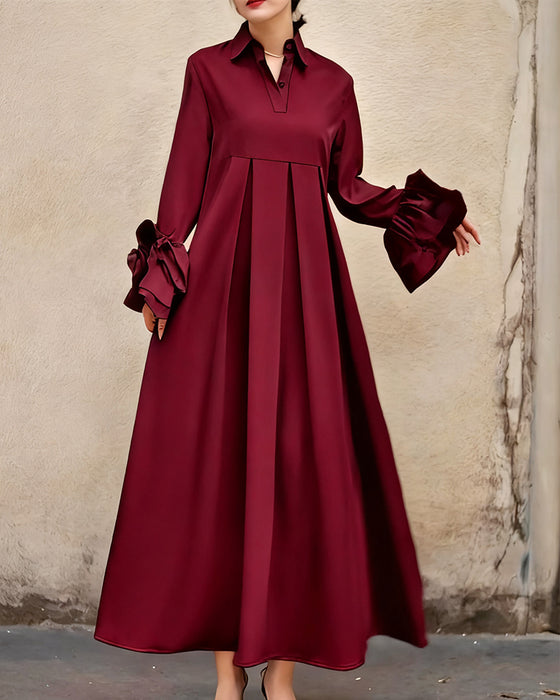 Kleid Mode Hemdkragen ausgestellt