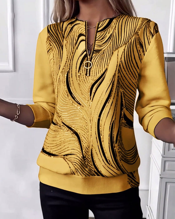 Sweatshirt lässig bedruckt Reißverschluss