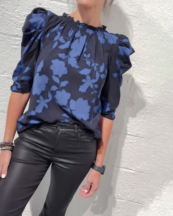 Bluse Puffärmel Rüsche