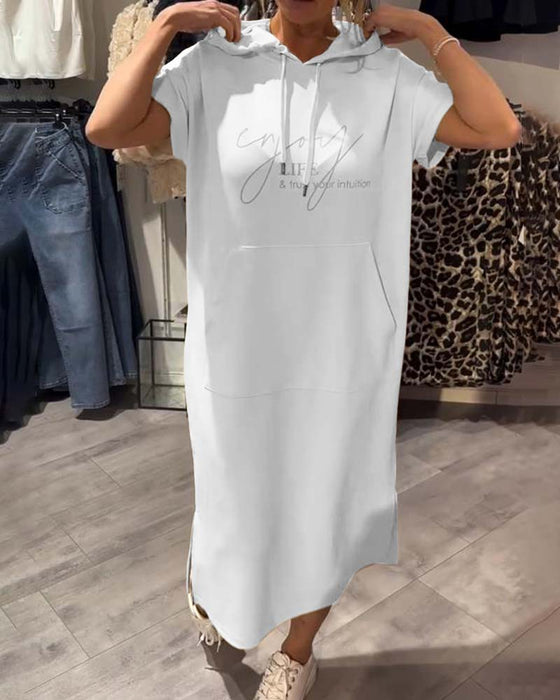 Kleid Mit Kapuze Casual Kordelzug