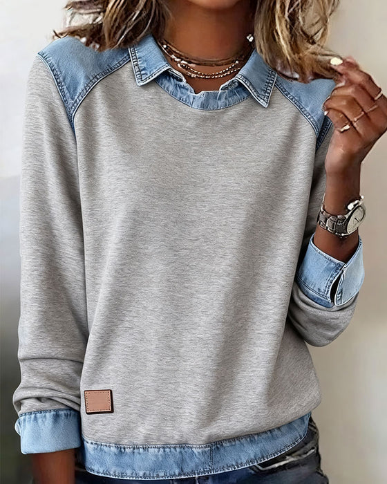 Bluse modisches Revers langarm