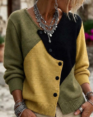 Cardigan Unregelmäßig Colorblock