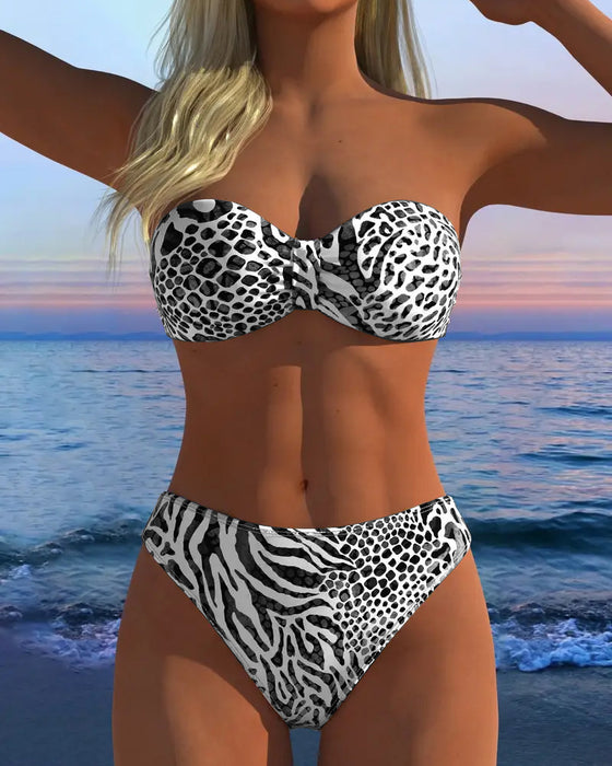 Badeanzug Sexy Leopardenmuster Zweiteilig
