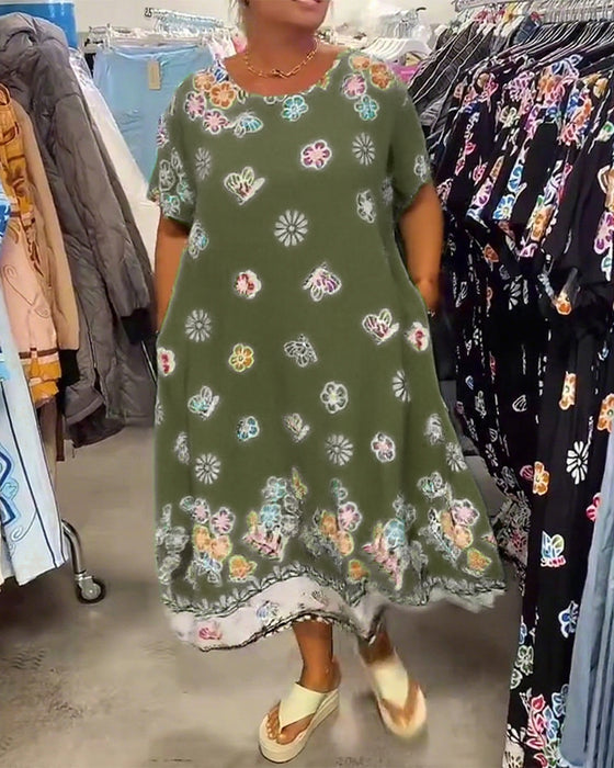 Kleid Oversize Bedruckt Locker