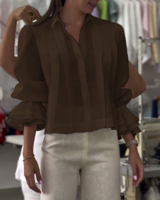 Bluse Puffärmel Rüsche