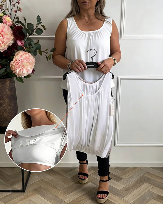 Trägertop Ärmellos Einfarbig Faltenwurf