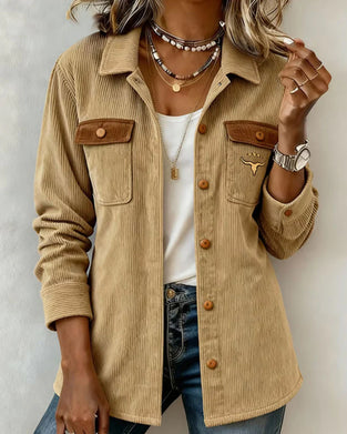 Jacke Kord Zuknöpfen Revers