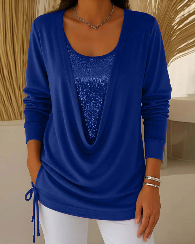 Pailletten-Top Mit Kontrastfarben Im Zwei-In-Eins-Look