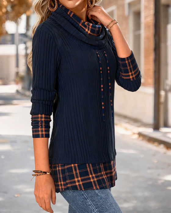 Modisches Freizeit-Top Mit Kontrastnähten