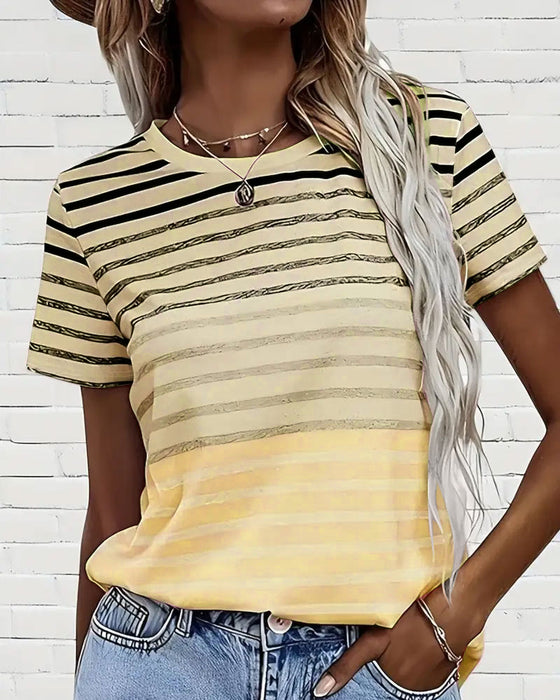 t-shirt runder Ausschnitt kurzarm gestreift