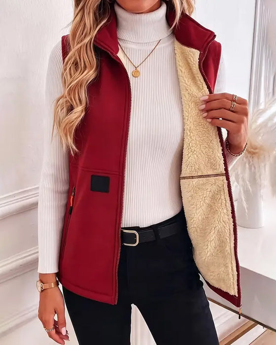 Cardigan Gepolstert Polar Fleece Offene Vorderseite