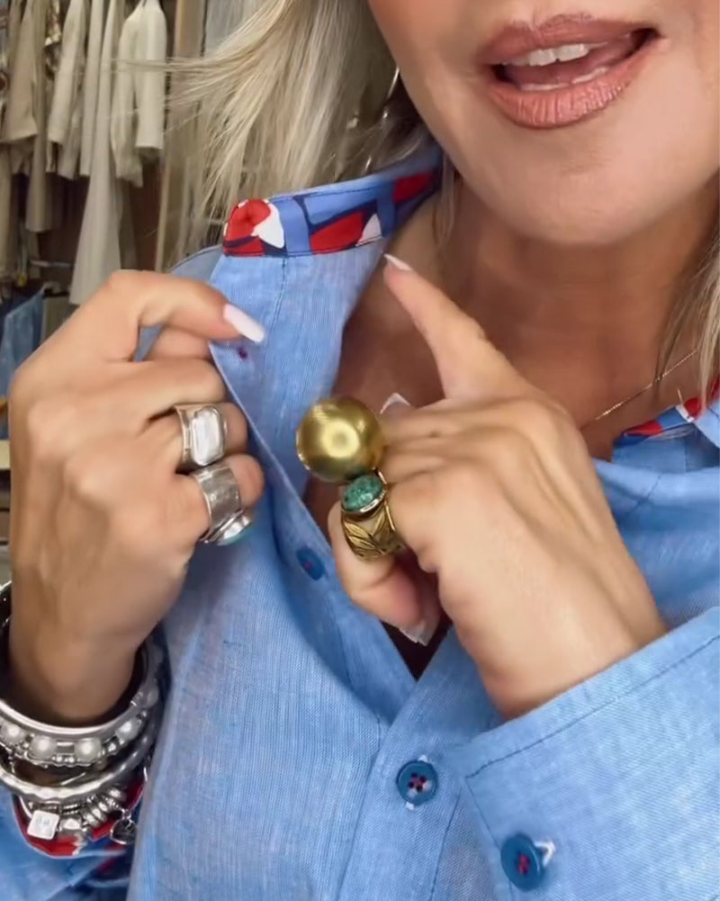 Hemd Revers Langarm Geknöpft