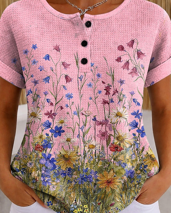 Oberteil Henley Wildblume Daisy Waffel
