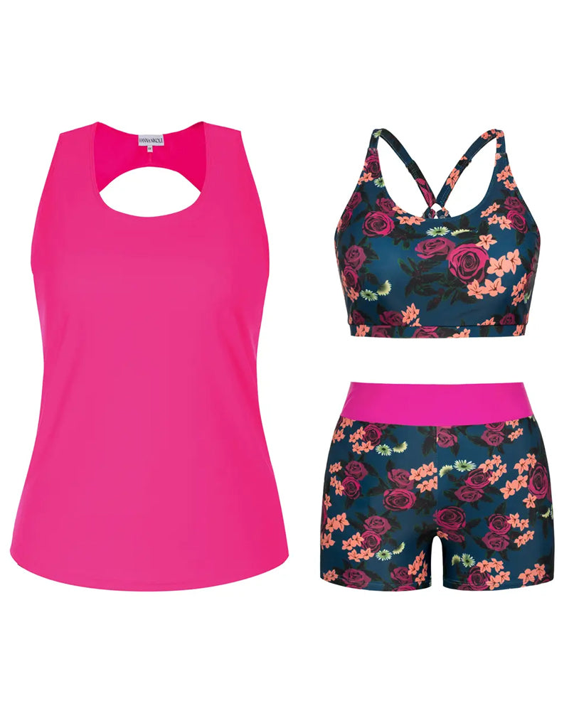 Tankinis Rundhals Ärmellos Geometrisch Print Junge Shorts
