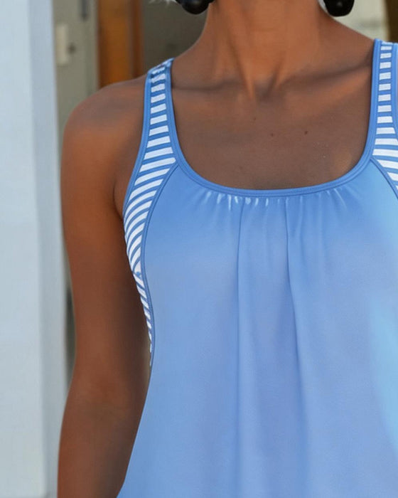 Tankini Blau Und Weiß Streifen Patchwork