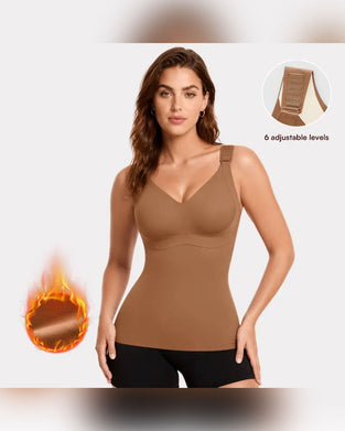 Top Damen 3-In-1 Leicht Eng Anliegend Weich Thermisch Shapewear Integrierter Bh