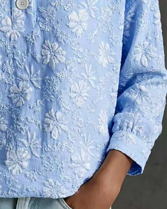 Bluse Mock Neck Knopf Mode