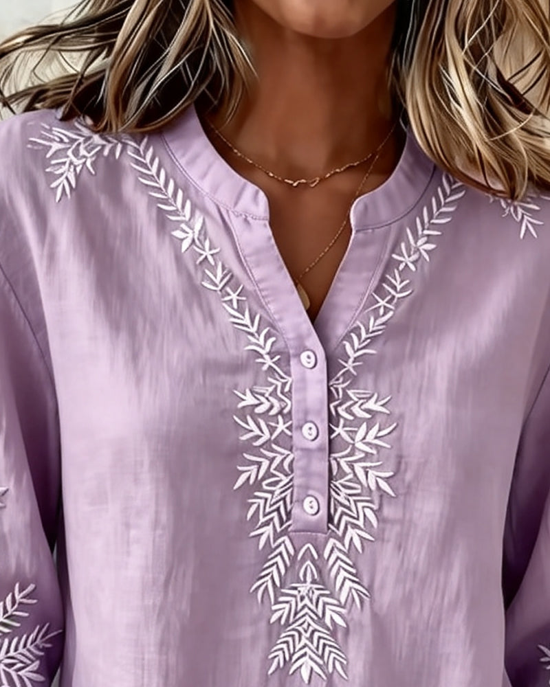 Skjorte Kunstnerisk Lin Trykk