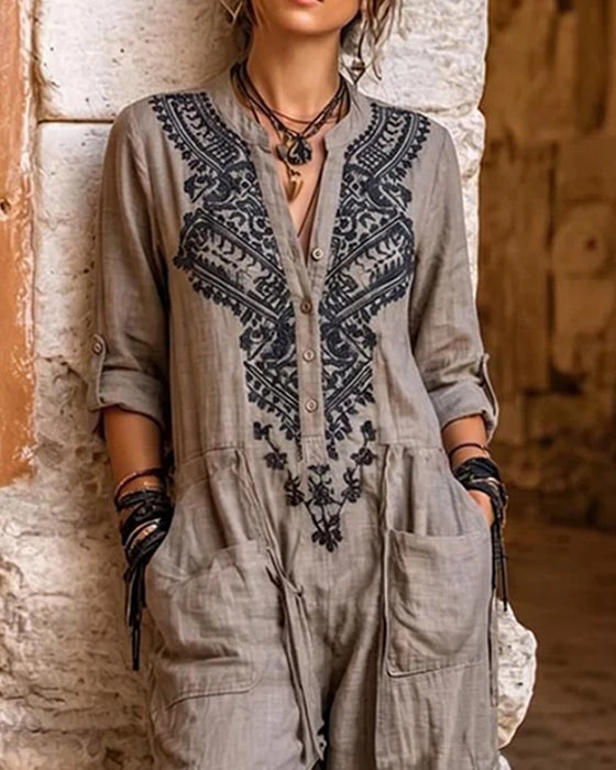 Jumpsuit Bedruckt Tapered-Leg Cargo