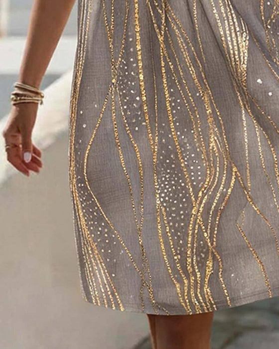 Kleid V-Ausschnitt Linie Ärmellos