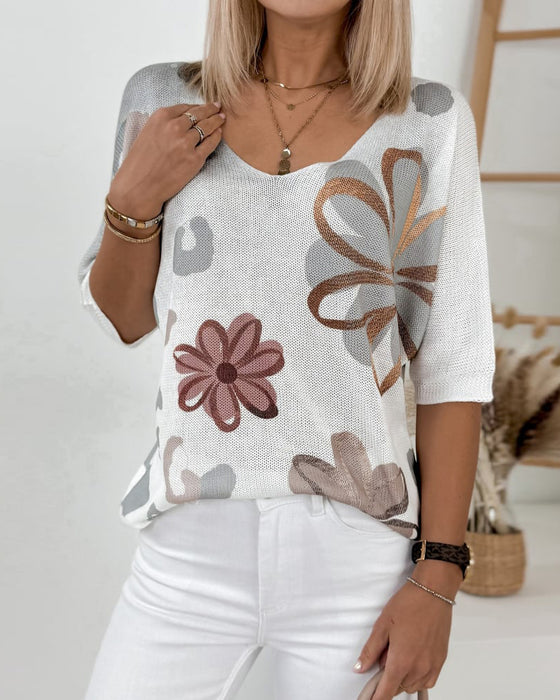 Top Blumen Gestrickt