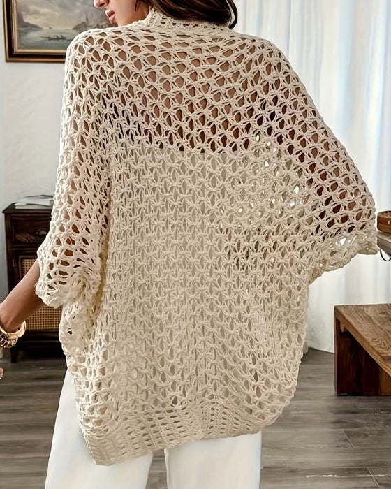 Cardigan Ausgeschnitten Locker Gestrickt
