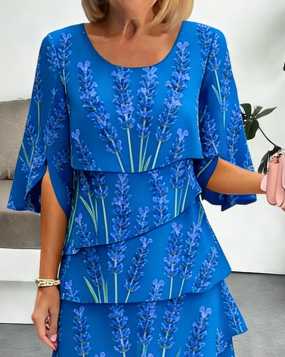 Kleid Lavendel Druck Lagen