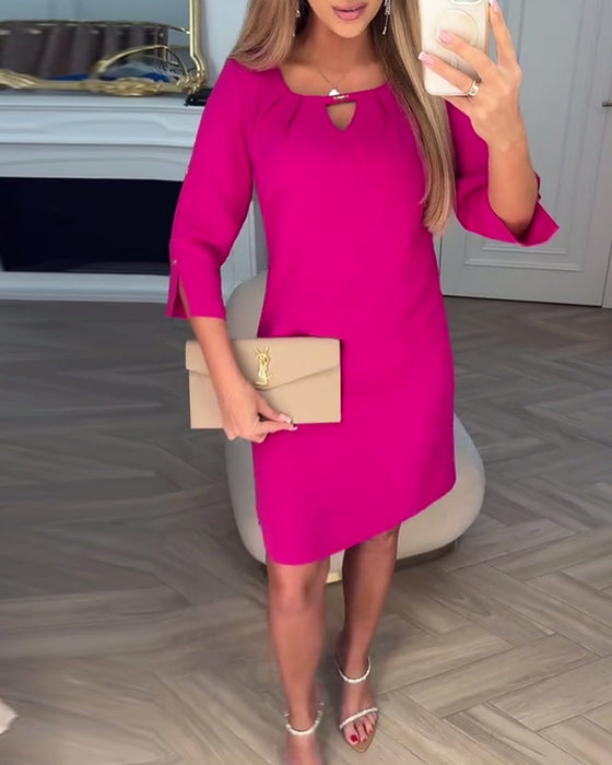 Kleid elegant einfarbig hohl gerade
