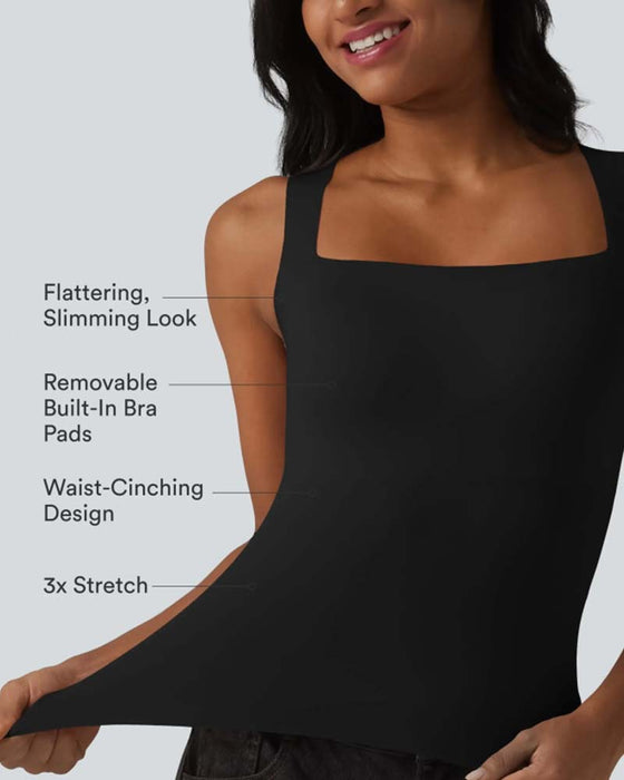 Tank Top Uni Farbe Viereckiger Ausschnitt Integrierter Bh