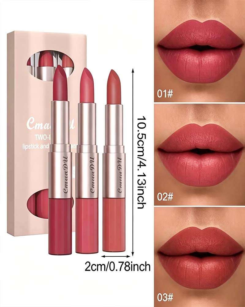 Set 2-In-1 Doppelendig Lippenstift Und Lipgloss